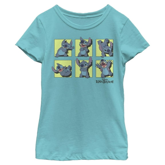 Girls Lilo & Stitch Poses in Yellow Panels T Shirt