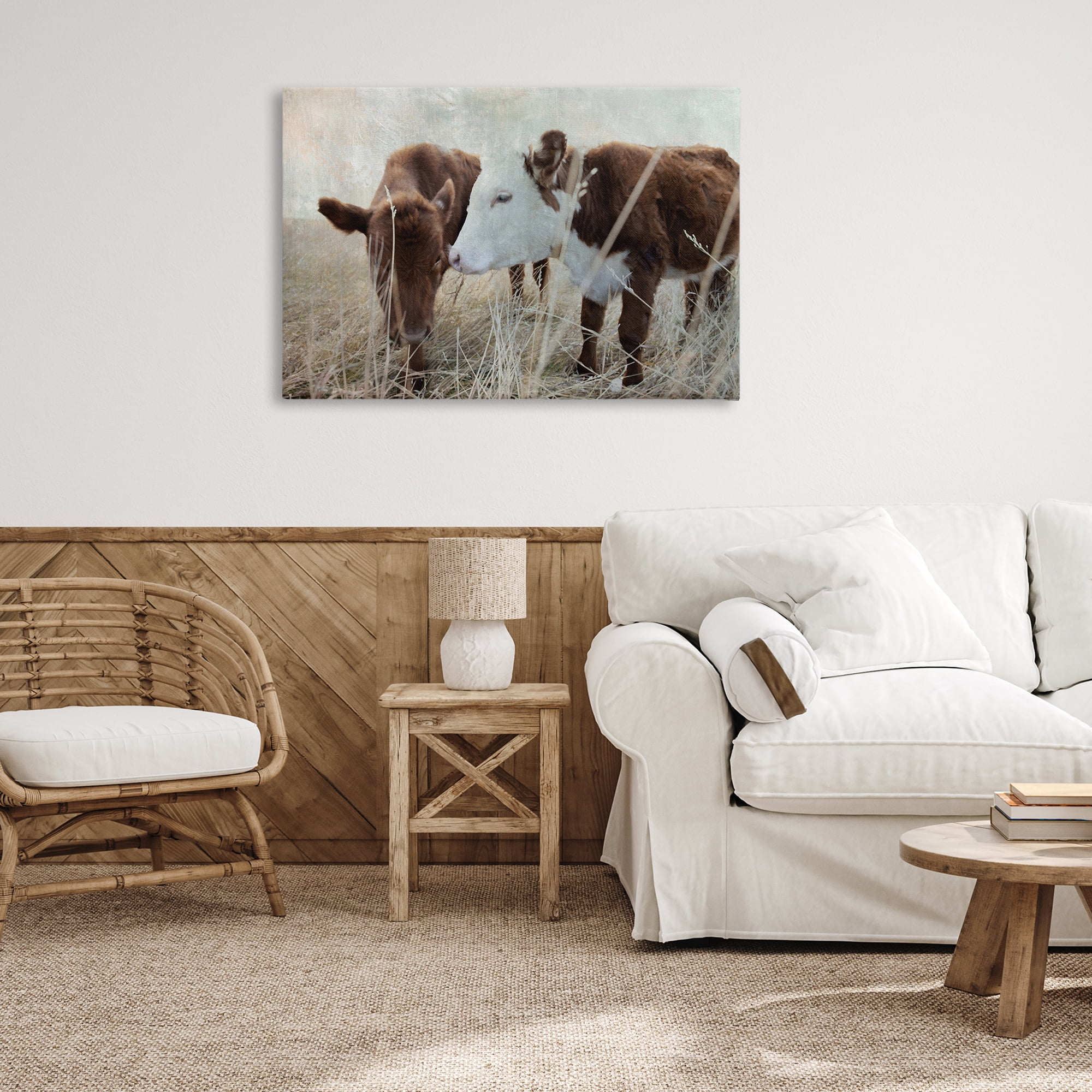 Stupell Industries Baby Calf Pair in Grass Animals & Insects Photography Gallery Wrapped Canvas Art Print Wall Art, 36 x 24