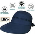thumbnail image 5 of Women Sun Hat UPF 50+, Zip Off Sun Hat Visor, Ponytail Sun Protection Hat Golf Beach Travel Packable(Navy), 5 of 6