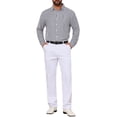 thumbnail image 2 of INSPIRE CHIC Men's Casual Long Sleeve Seersucker Striped Shirt with Chest Pocket L Black White, 2 of 5