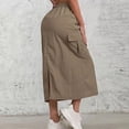 thumbnail image 5 of Women’s Casual Loose Fit Cargo Skirt High Waist Drawstring Elastic Waistband Long Skirt with Pockets for Daily Wear Camel M, 5 of 5