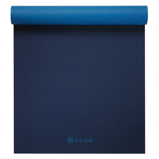 Gaiam Yoga Mat 5mm Navy & Blue Longer/Wider