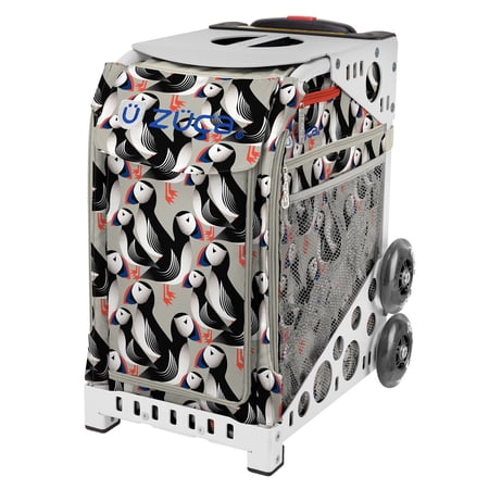 Zuca 18 Sport Bag - Playful Puffins with Flashing Wheels (White Frame)