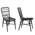 thumbnail image 6 of Grey & Black Outdoor PE Wicker Patio Dining Chairs Set of 2 Rust-Proof Iron Frame & High Capacity, Perfect for Backyard and Poolside, 6 of 12