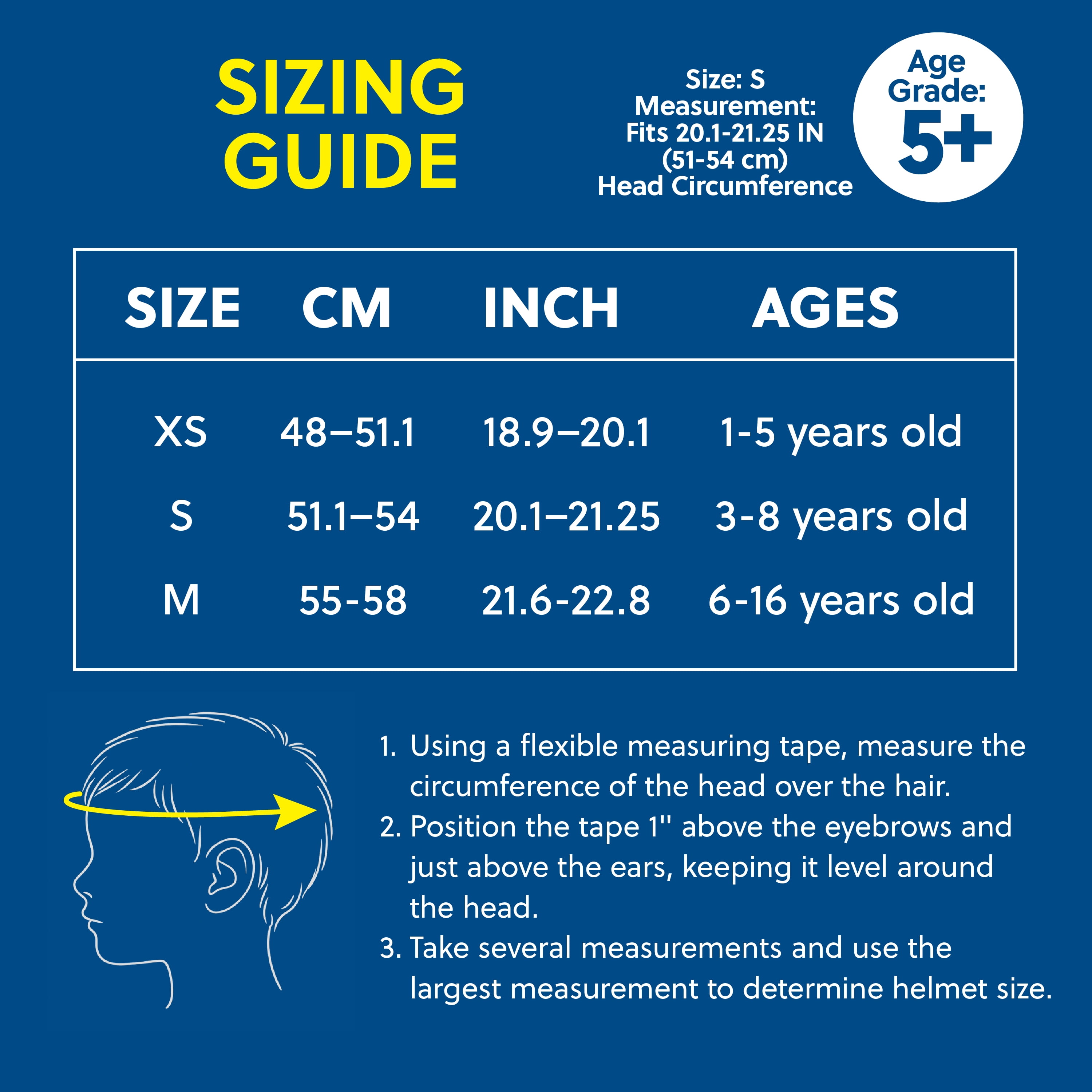 Concord Kids Bike Helmet, Blue, Size S, Ages 5+, Adjustable Fit, 15 Vents