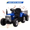 thumbnail image 3 of Katidap 12V Ride on Tractor, Electric Tractor with Trailer, Remote Control - Blue, 3 of 8