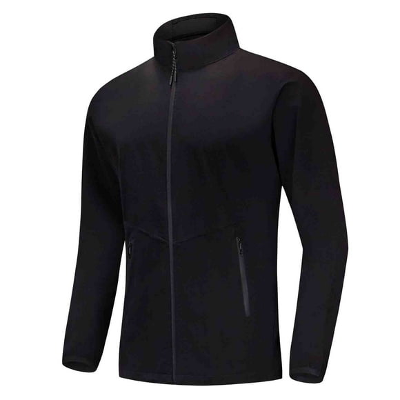 Xysaqa Men's Stand Collar Softshell Jackets Slim Fitted Windproof Warm Lightweight Jacket Mens Outdoor Sports Jackets Casual Windbreaker with Zipper Pockets Black