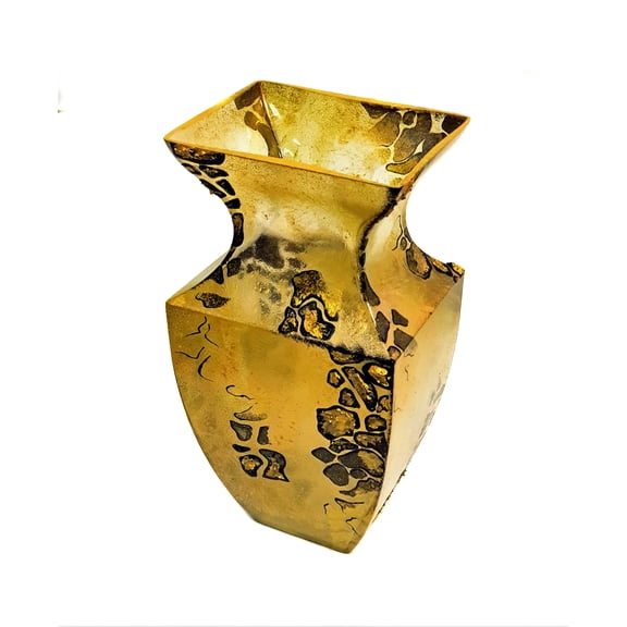 Victoria Bella 12-inch "Green Potal Abstract" Glass Vase