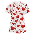 thumbnail image 2 of Fabrcox S-5XL Valentine Scrubs for Women Plus Size Love Heart Graphic Holiday Womens Scrub Tops V Neck Short Sleeve Nurse Working Uniforms with Pockets, 2 of 5
