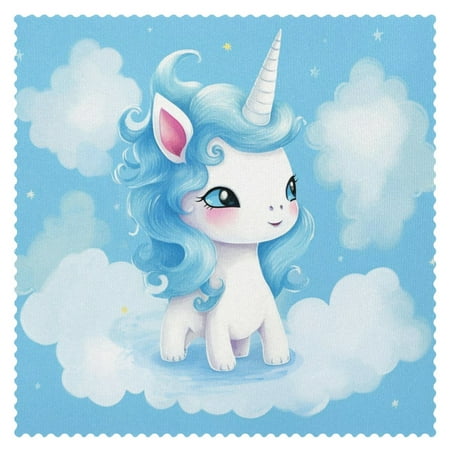

Placemats Set of 4 Washable Place Mats for Dining Table Blue Theme Cartoon Unicorn