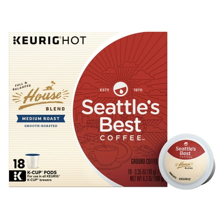 Seattle's Best Coffee House Blend Medium Roast Single Cup Coffee for Keurig Brewers, Box of 18 (18 Total K-Cup