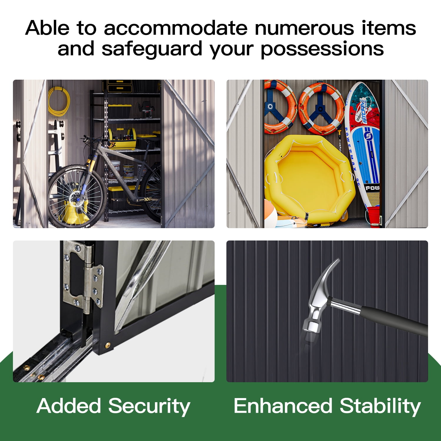 【最安値】badhopセット BaPiPro 8'x4' Lean-to Metal Storage Shed, Outdoor Lockable Shed