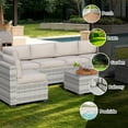 thumbnail image 3 of 7 Pieces Outdoor Patio Furniture Set, Rattan Sectional Sofa with Waterproof Cushions & Coffee Table, for Garden Backyard Deck, Field Gray, 3 of 9