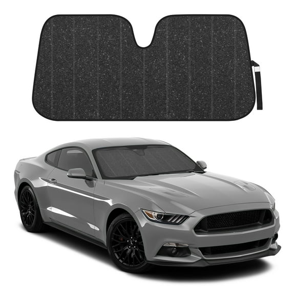 BDK Black Glitter Windshield Sun Shade - Car Sun Visor Sun Shade for Windshield - Car Window Shades for SUV & Truck - Dash Cover Sun Protection Window Shade Accessories - 58" x 27"