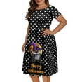thumbnail image 4 of SCRAWLGOD Bird Dress for Women Casual Summer Midi Length Dress with Sleeves Elastic Pleated Dress for Women Summer Round Neck Midi Dress Casual for Happy Halloween Size L, 4 of 7