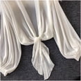 thumbnail image 6 of TGPMGRZ Womens Chiffon Tie Knot Bolero Cardigan Summer Long Sleeve Lightweight Open Front Cover Up Crop Shawl Tops White Size S, 6 of 6