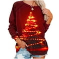 thumbnail image 5 of Hueook Christmas Shirts for Womens T Shirts Womens' Christmas Santa Claus Printed Shoulder Length Long Sleeved Round Neck Top/shirt Multicolor 5X, 5 of 7