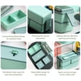 thumbnail image 3 of Contenedores de almuerzo de doble capa Bento Box de 1400ML con utensilios para exteriores (verde), 3 of 9
