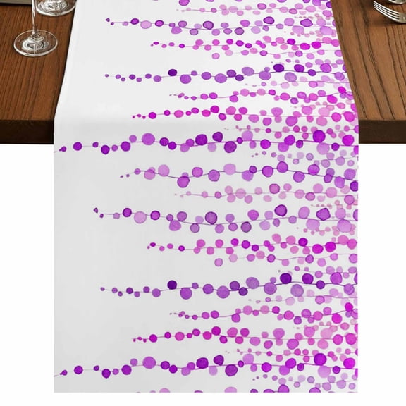 Table Runners 48 Inches Long Dress Scarves, Purple Polka Dots Farmhouse Kitchen/Dining Table Runner, Short Coffee Tablerunners, Vintage Abstract Art Watercolor 13x48 Inch