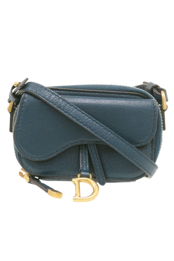 Pre-Owned Christian Dior Dior Mini Saddle 43 MA 0261 Leather Blue Shoulder Bag 0512Dior