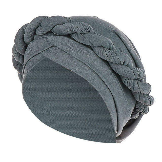 MIASHUI Turban Tressé Uni pour Femme, Turban Musulman avec Trou pour Queue de Cheval, Couvre-Chef Extensible à Couverture Complète pour Tous les Jours, Gris Décontracté