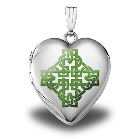 PicturesOnGold.com 14K White Gold Color Celtic Knot Sweetheart Locket 3/4 Inch X 3/4 Inch in Solid 14K White Gold