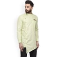 thumbnail image 3 of eloria Indian Traditional Men's Lime Green Solid Thread Work Kurta, 3 of 7