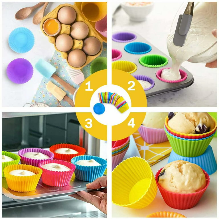 Kayaso Reusable Silicone Baking Cups, Cake molds None-Stick Cupcake Mu –