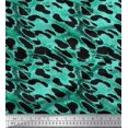 thumbnail image 1 of Soimoi Green Silk Fabric Leopard Animal Skin Print Fabric by Yard 42 Inch Wide, 1 of 3