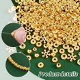 thumbnail image 4 of 300pcs 6 Styles Spacer Beads Tibetan Metal Spacers Gold Bracelet Spacers Round Snowflake Flower Flat Rondelle Loose Beads for Bracelet Necklace Earring Jewelry Making Supplies, 4 of 6
