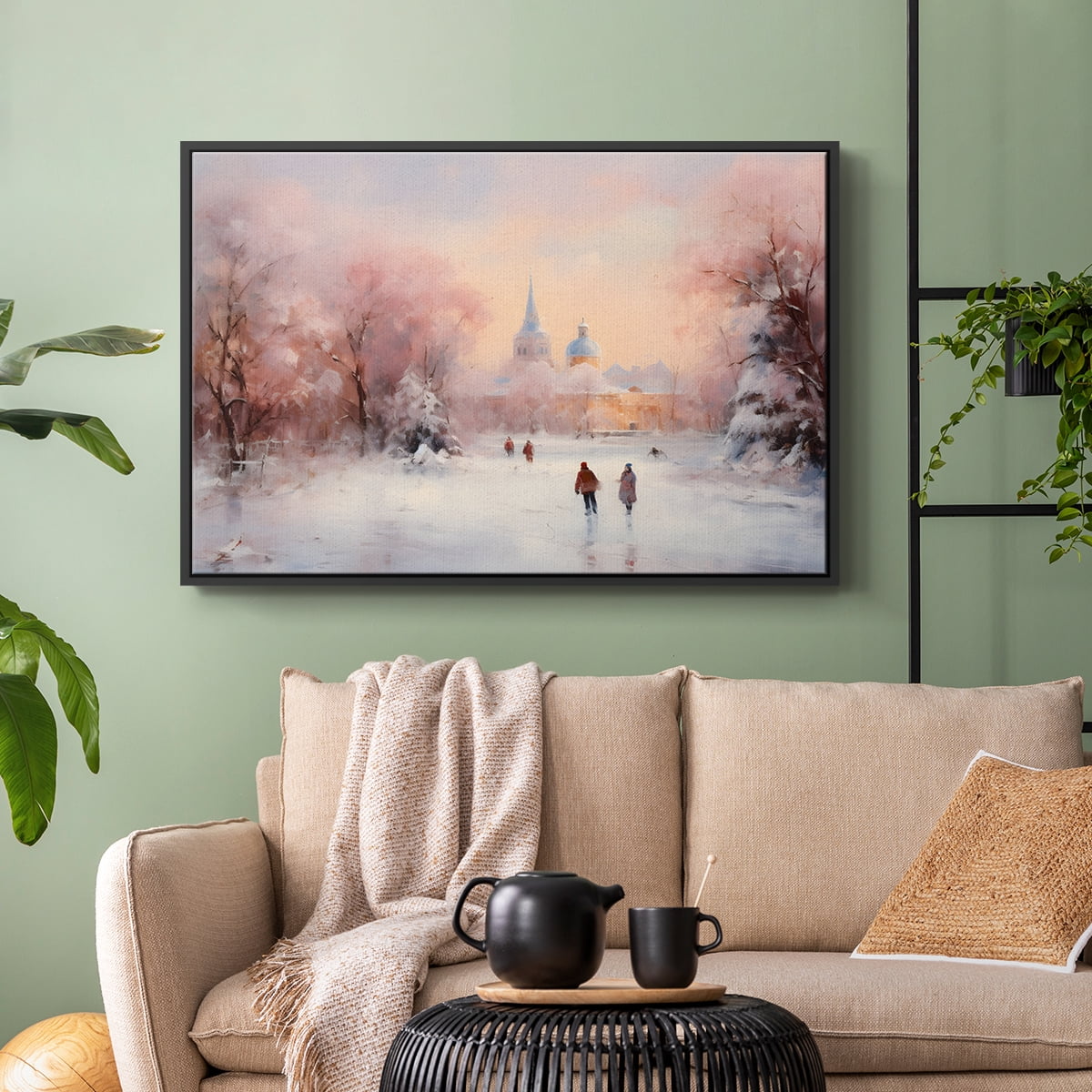 Vintage Landscape-CXCVII By Wexford Home Framed in Black Wood Gallery Wrapped Canvas 27 in. x 41 in.