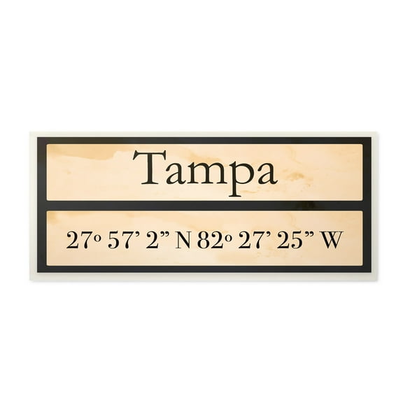 Stupell Industries Wood City Coordinates Tampa Town & City Painting Unframed Art Print Wall Art, 7 x 17