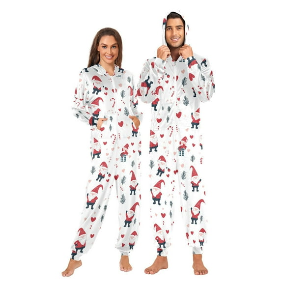 1 Piece Adult Onesie Pajamas Cozy & Loose-Fit Sleepsuit Loungewear with Pockets Cartoon Christmas Candy X-Small