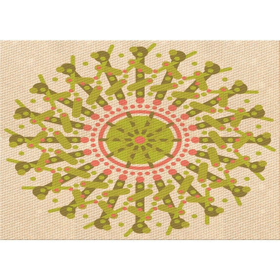 Ahgly Company Machine Washable Indoor Rectangle Transitional Khaki Gold Area Rugs, 2' x 5'