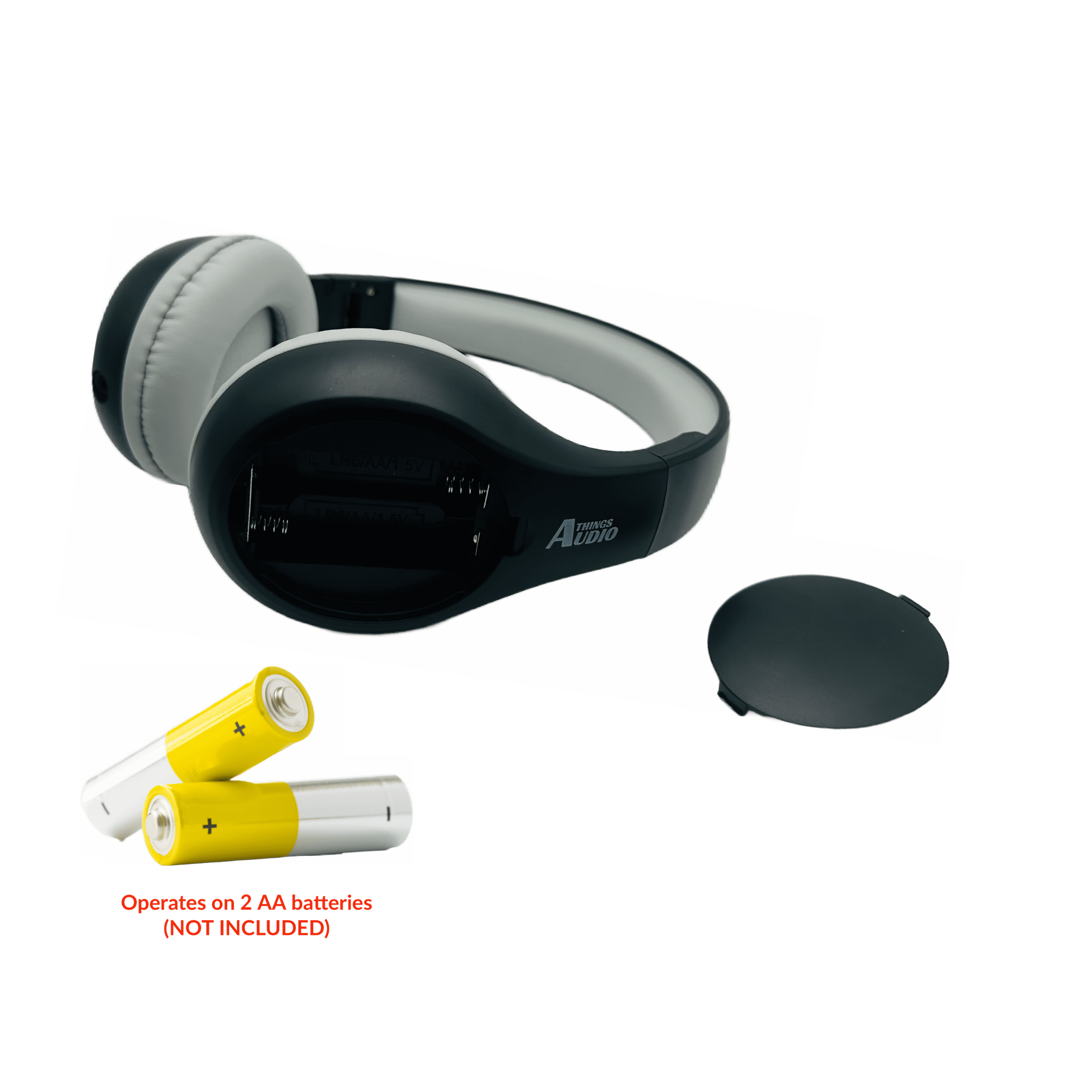 Things Audio FM Radio Headphones/Headset Pull-Out Antenna, Great Reception & Sound, Walking, Jogging, Relaxing, School, Talk Radio, Yard Work - Powered by 2AA Batteries (Not Included) - Black & Gray