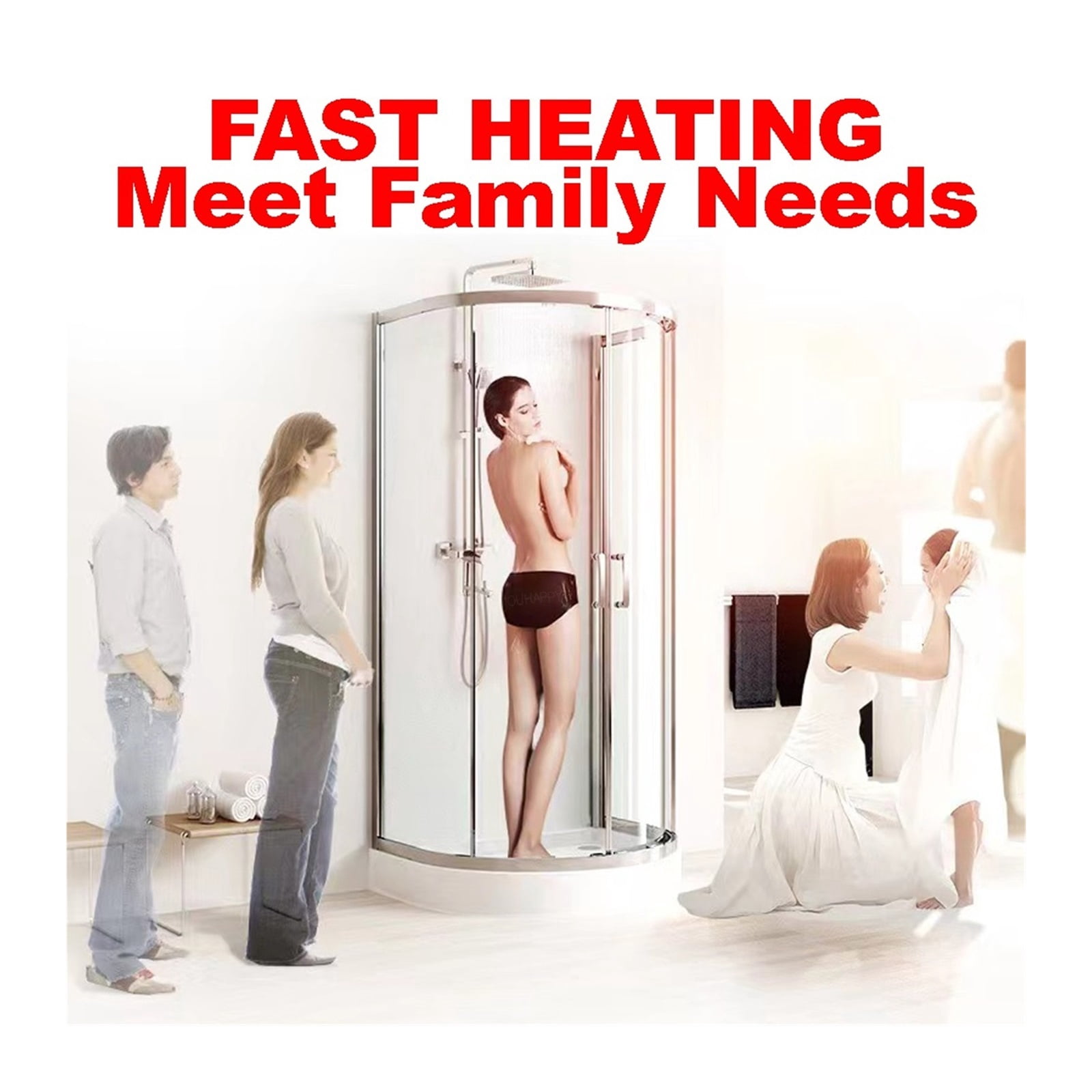 Instant Water Heater Shower Bathroom Faucets Kitchen Tap Electric Water Heater 8000W Digital Display Temperature Adjustable ,Lightweight Portable Design