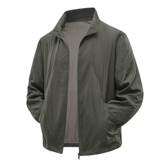 Rggeeun Jackets For Men Lightweight Casual Jacket Long Sleeve Zip Up Slim Fit Outdoor Spring Fall Thin Comfortable Breathable Daily Wear Outwear Classic
