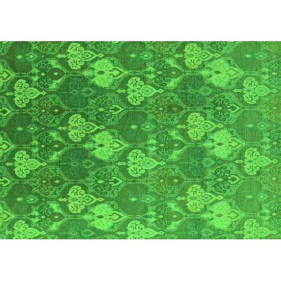 Ahgly Company Indoor Rectangle Oriental Green Industrial Area Rugs, 2' x 3'