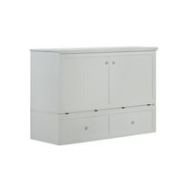 Mega Solutions Murphybedz Tuscany Murphy Cabinet Chest Bed with Charging Station 6 Inch, Queen (White)