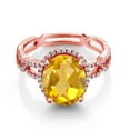 thumbnail image 2 of Gem Stone King 3.75 Ct Yellow Citrine White Created Sapphire 18K Rose Gold Plated Silver Ring (Size 6), 2 of 2