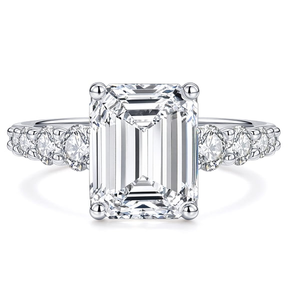 Blongme Moissanite Engagement Rings for Women 8 x 10 mm 4.0 Ct Emerald Cut D Color VVS1 Wedding Ring Size 7