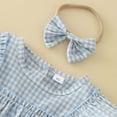 thumbnail image 4 of Otqutp Toddler Bodysuit Girls Casual Short Sleeve Plaid Printed Pullover Romper Summer Bodysuits Headbands Set 0 to 18 Months, 4 of 8