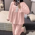 thumbnail image 5 of UAMVSH Womens Fluffy Pajamas Set Fleece Warm Long Sleeve Sleepwear Casual Cute Bow Tie Pajama Top and Pants Set Winter Clothes, 5 of 7