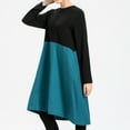 thumbnail image 4 of Mordenmiss Women's Long Sleeve Dress High Low Loose Cotton Tunic Dresses with Pockets Blue L, 4 of 5