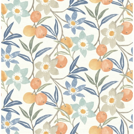 Chesapeake Passiflora Blue Fruit and Floral Wallpaper