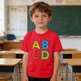 thumbnail image 2 of Boys T-Shirt with ABC Graphic | Back to School Alphabet Tee for Kids | 100% Cotton Short Sleeve Shirt, Red, Sizes 3-10 Years,Size 9 T, 2 of 9