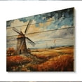 thumbnail image 2 of Designart "Old Windmill Countryside painting IV" Countryside Print on Natural Pine Wood, 2 of 5