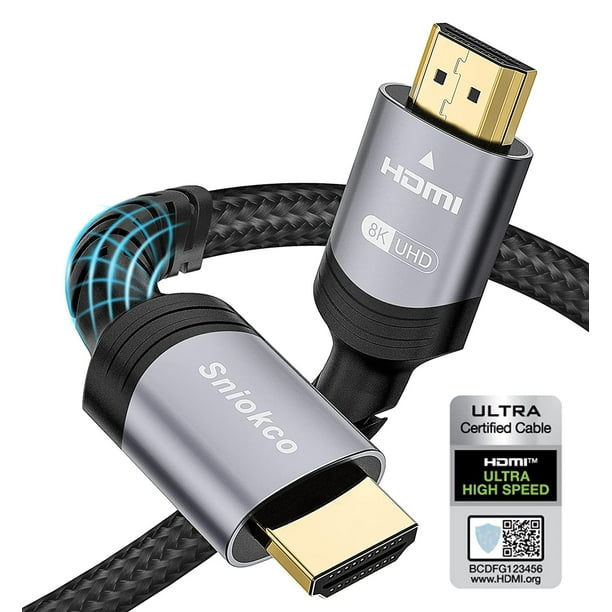 Câble HDMI 2.1a avec connecteurs plaqués or mâle à mâle, ultra