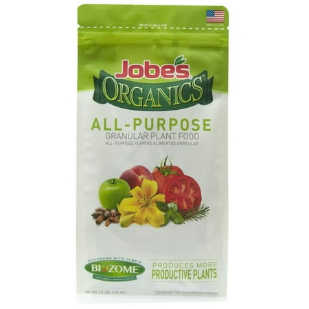 Jobe’s Organics 09526 Organic All Purpose Granular Fertilizer 4-4-4, 4 lb, Organic granular fertilizer; Fast acting fertilizer for flowers, vegetables,.., By Jobes