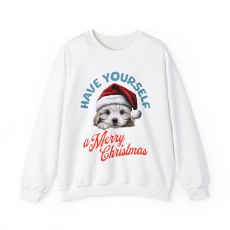 Sweatshirt Shih Tzu Avec Guirlandes De Noël - Marque Gildan/Port, Unisexe, Neuf Sans étiquette